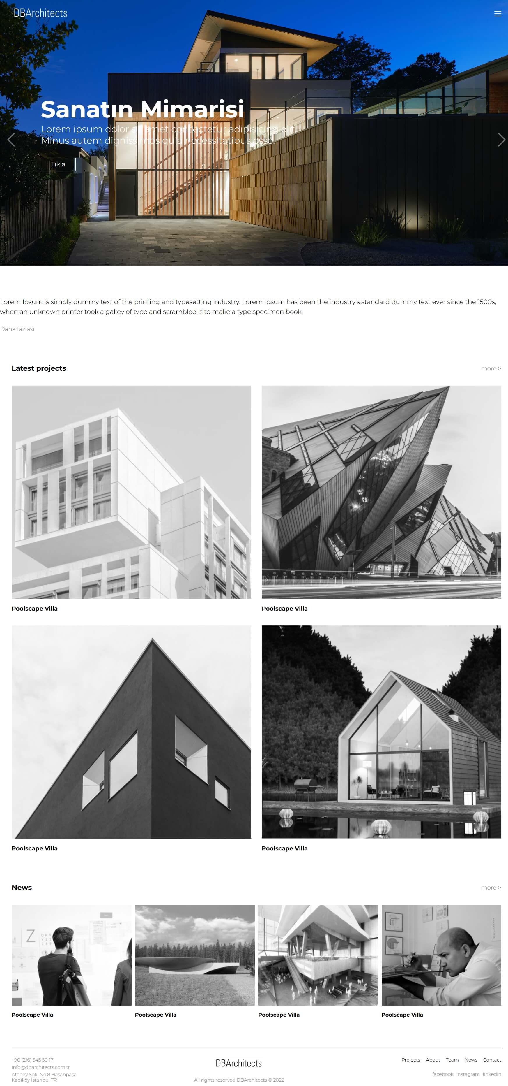Db Architects Mimarlık için geliştirilen modern ve profesyonel <strong>Kurumsal Web Sitesi</strong>.