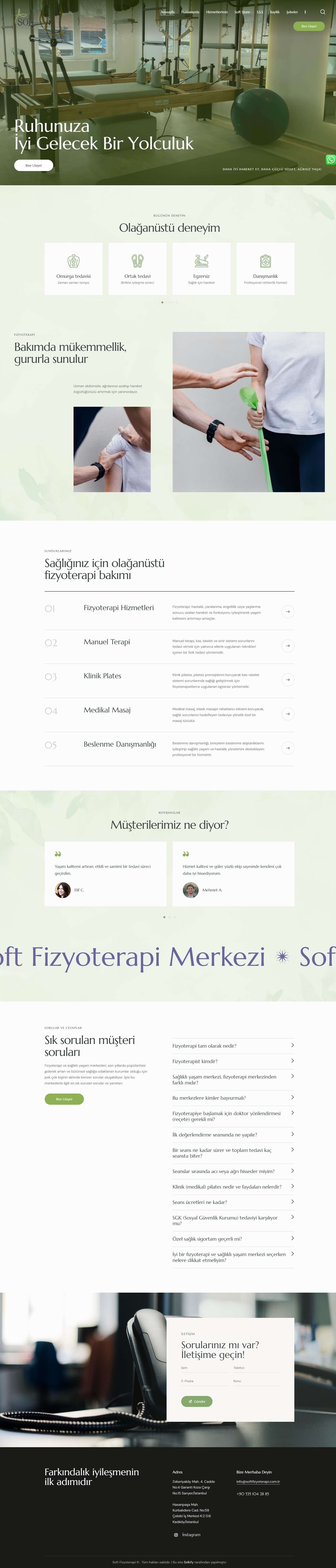 Soft Fizyoterapi Merkezi kurumsal web sitesi, fizik tedavi ve rehabilitasyon hizmetleri hakkında bilgi sunar.